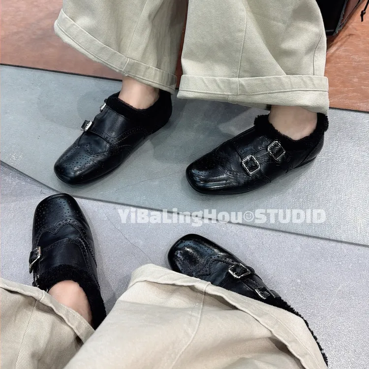 YBLH |【加绒】头层小牛皮巴洛克复古乐福鞋YBLH9008-8