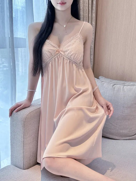 DUOSU/朵粟.微醺氛围吊带裙-高货醋酸家居服睡衣女士睡裙