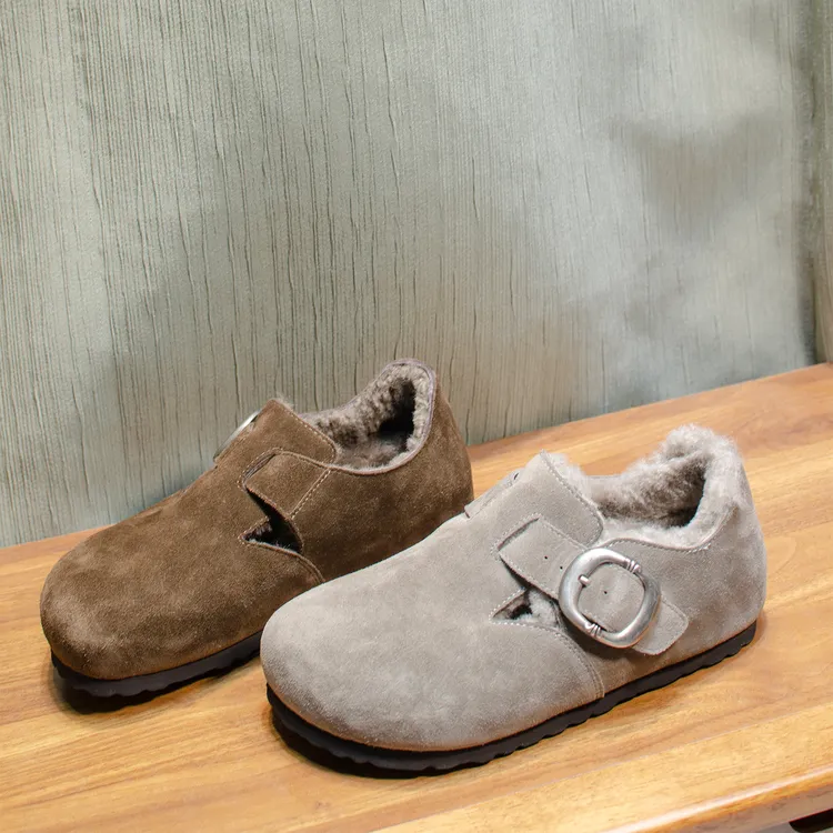 欧洲站2025冬季新款一脚蹬羊皮毛一体保暖羊毛勃肯鞋女毛毛鞋爆款