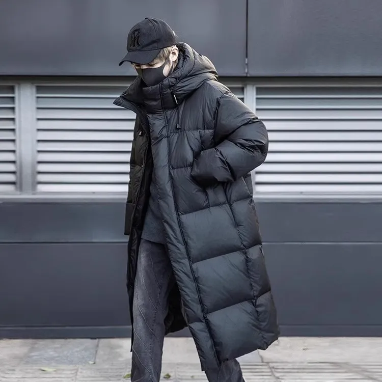 仓石一树潮牌中长款羽绒服男士冬季新款宽松加厚保暖过膝连帽外套
