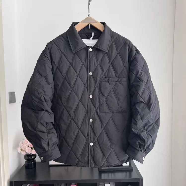 2025冬季男士保暖多口袋薄羽绒服常规款长袖菱格1709B