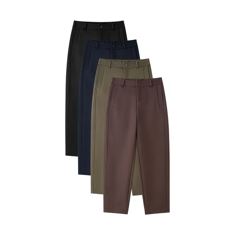 2025冬季新款加厚加绒百搭遮肉显瘦抗皱高腰休闲镰刀直筒裤宽松