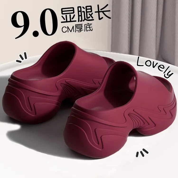 9.0cm超厚底拖鞋女外穿增高跟绝美超火2025新款沙滩防滑凉拖夏季