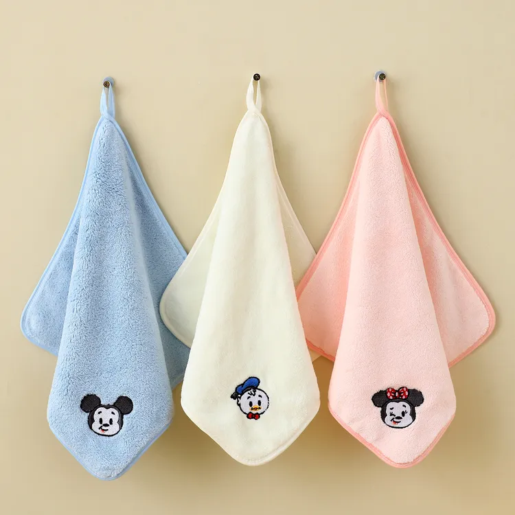 迪士尼儿童A类毛巾比纯棉吸水不掉毛柔软速干洗脸面巾口水巾挂式
