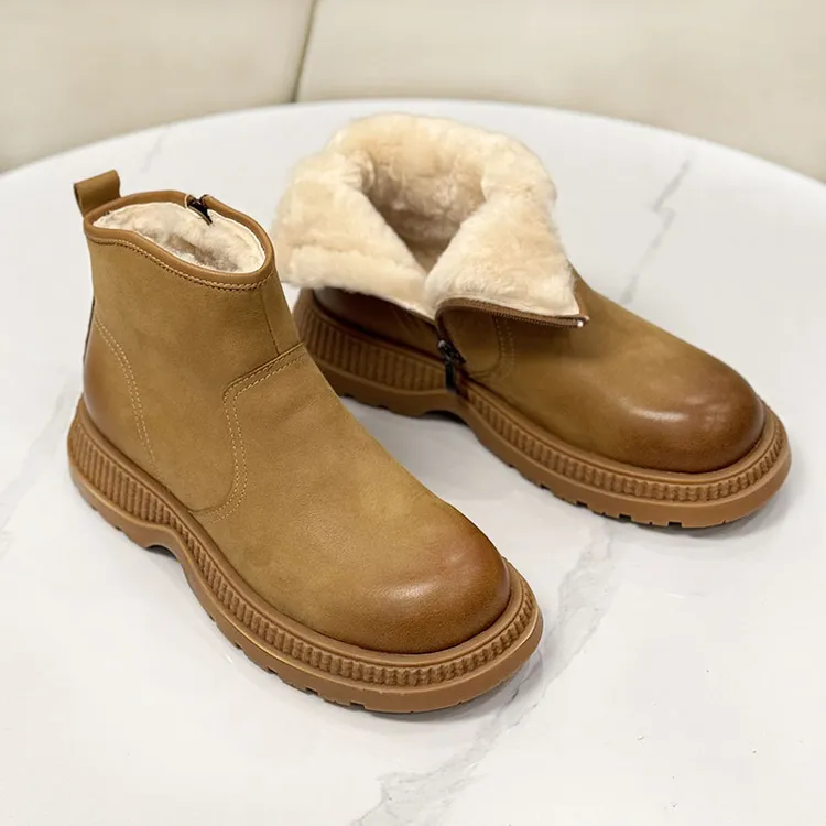 东北雪地靴男皮毛一体冬季保暖加厚纯羊毛靴子真皮防水高帮大棉鞋