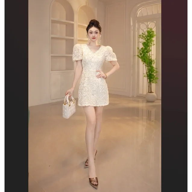【显瘦定制】法式轻奢名媛显瘦优雅时尚蕾丝连衣裙旗袍31229