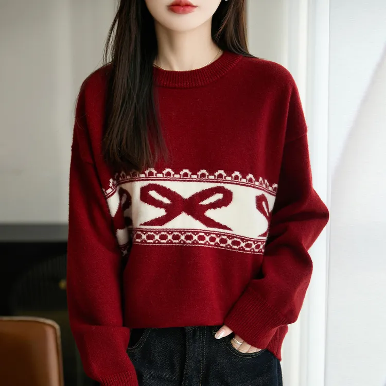 胖mm秋冬大码红色本命年马年女士毛衣高级感遮肚子内搭针织打底衫