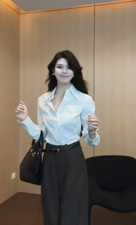 【木槿花开】高级感时尚气质百搭小众长袖衬衫0921款（不含腰带）