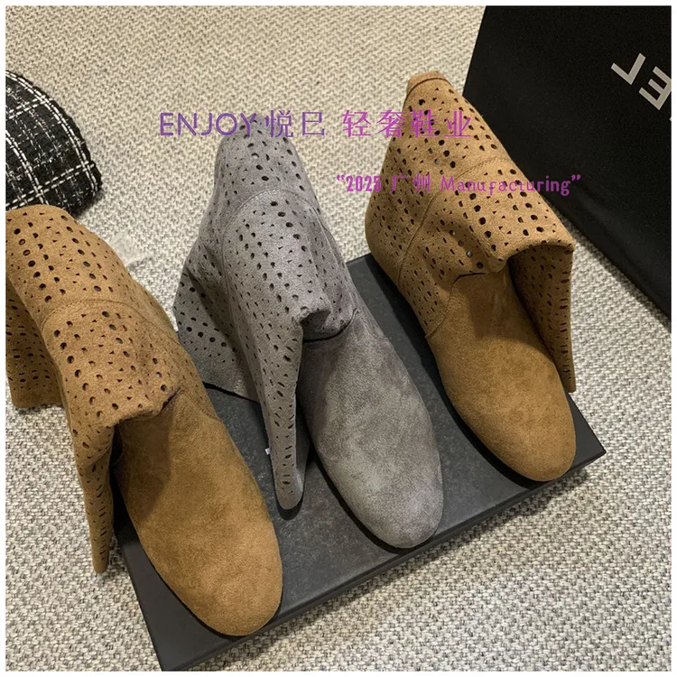 【心动】ENJOY 悦己~2025秋季新款高筒时装靴女高跟镂空内增高