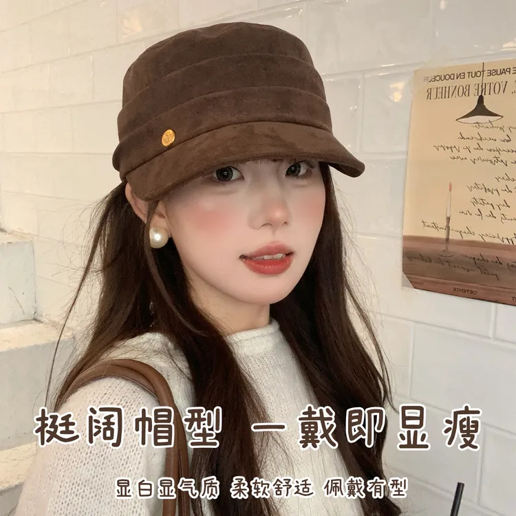 大头星球马术帽鸭舌帽女高级感复古英伦风报童帽