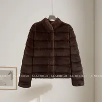 新奢主义 时尚简约复古仿貂毛立领皮毛一体环保皮草外套XR-263602