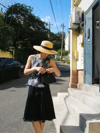 秋屿moment 自制 百搭百褶设计感牛仔半身裙