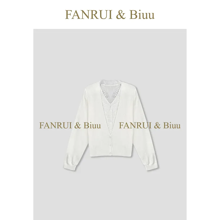 FANRUI/泛芮「贝贝biuu」蕾丝钩花百搭轻奢小众设计针织开衫B18115