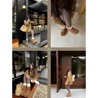 L-AB-8016#【牛皮】『哆啦面包』“加厚保暖”可翻边两穿百搭雪地靴