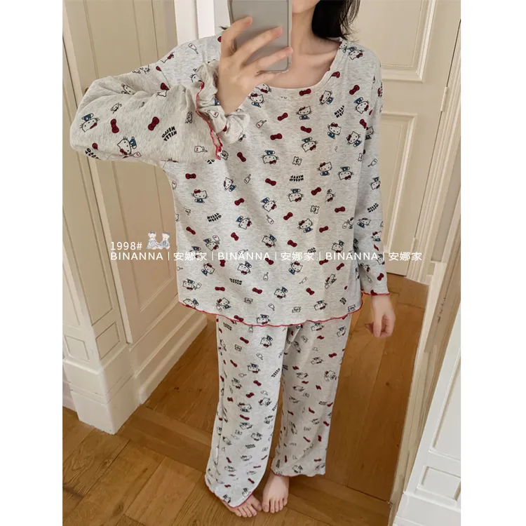 羊绒睡衣秋季女款2025新款长袖可爱加厚保暖长裤套装春秋款家居服