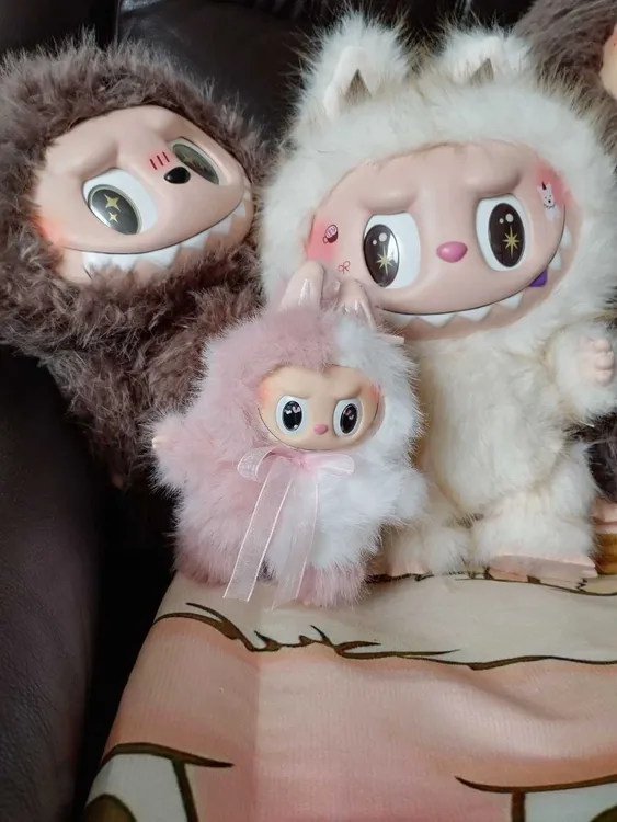 【顺丰包邮】拉布布公仔labubu粉白小狐狸泡泡改娃毛绒公仔潮玩礼物