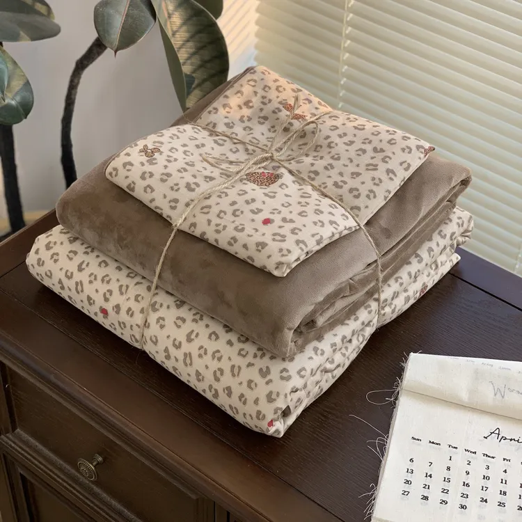 【MJ】ins风A面全棉双层纱B面宝宝绒四件套学生宿舍三件套床品