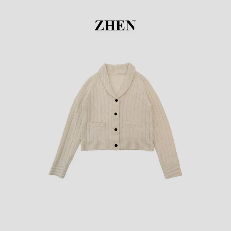 【ZHEN】25K01956 2025新款时尚气质休闲百搭长袖上衣女针织