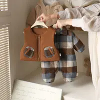 冬季宝宝衣服婴儿马甲连身衣套装外出服儿童冬天衣服新生儿两件套