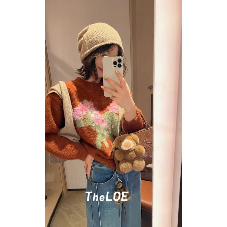 TheLOE/【小马手工亮片羊毛毛衣】466g-542g珠片套头针织衫#LE-8992