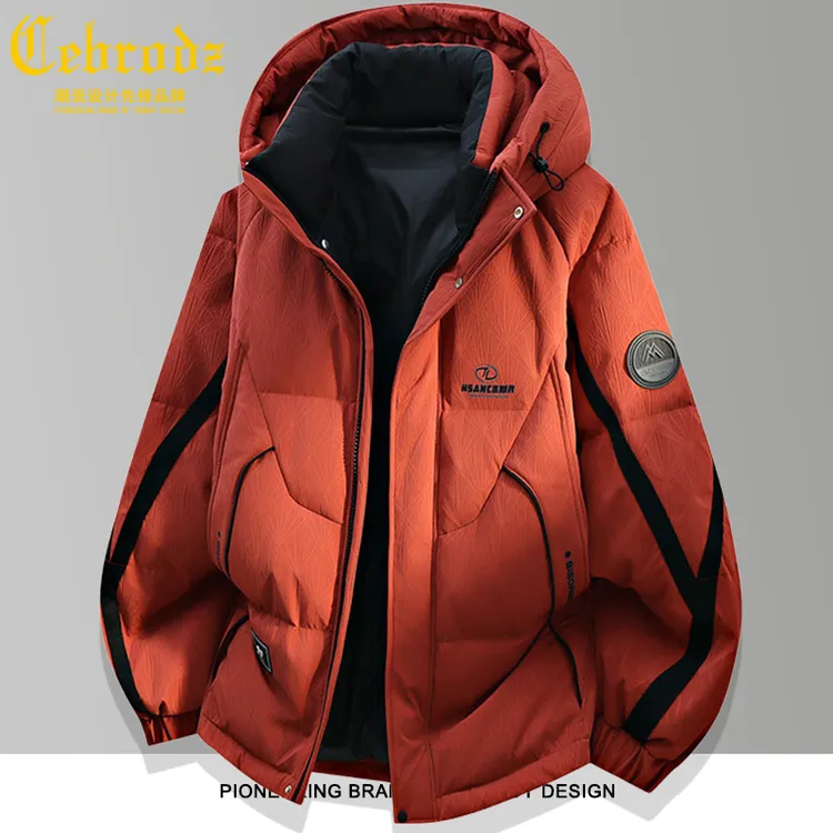 法国Cebrodz男士羽绒服冬季新款中年工装连帽保暖防寒滑雪外套男
