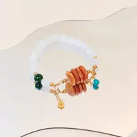 和田玉白玉8mm妖孽纹老蜜蜡手串