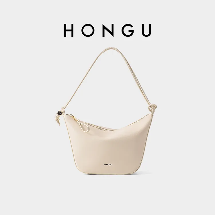 HONGU/红谷包包女牛皮斜挎包法式气质腋下包欧若风夏季单肩通勤包