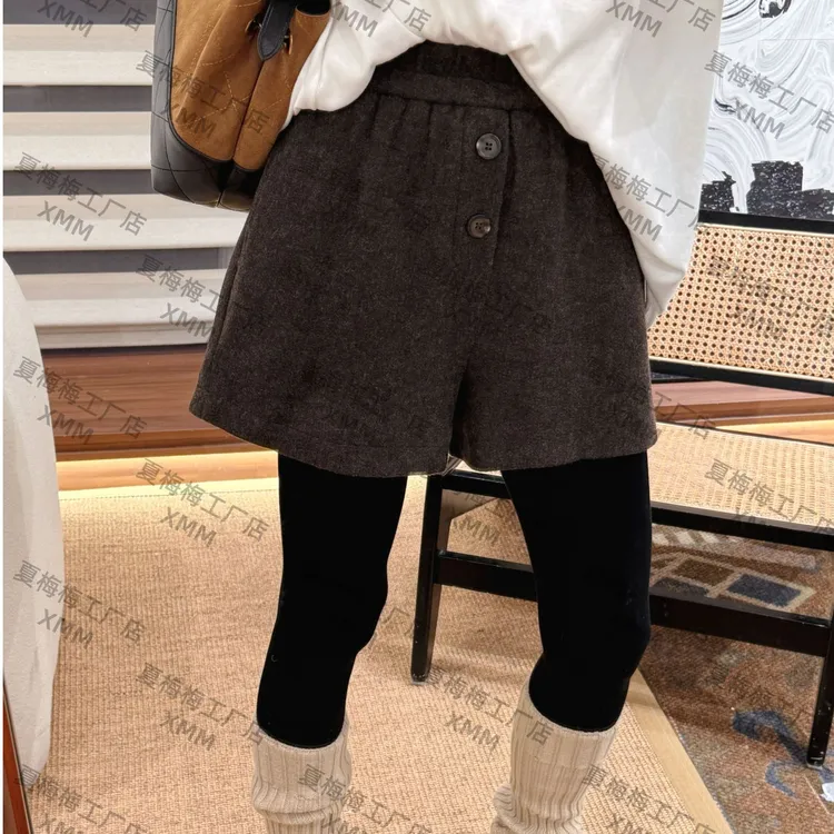 XMM.【羊毛毛呢短裤】直筒裤针织阔腿裤打底裤百搭外穿宽松-MM66718