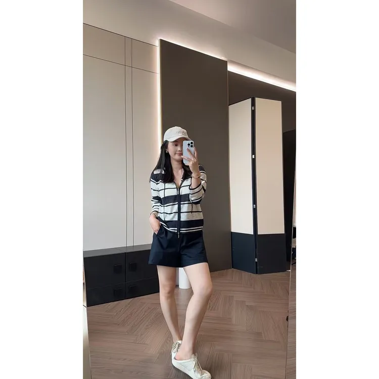 SANMI/叁米    夏季防晒条纹针织拉链帽衫  25615