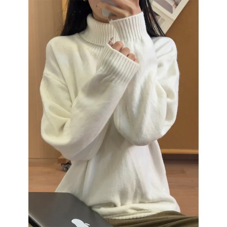 美式慵懒松弛感高领套头毛衣男款秋冬休闲显瘦百搭潮流宽松织针衫