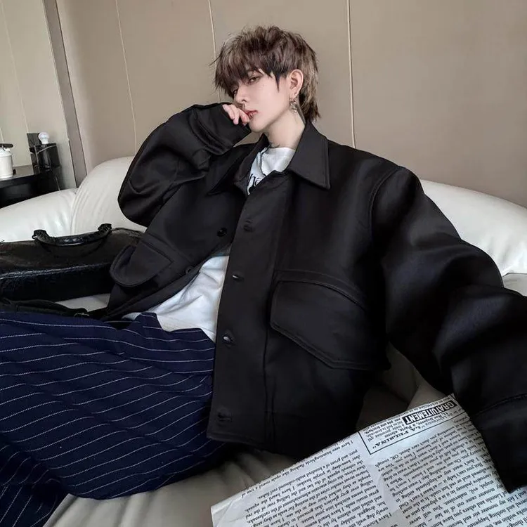 cleanfit解构设计短款外套男春秋潮牌高级感痞帅夹克百搭黑色复古