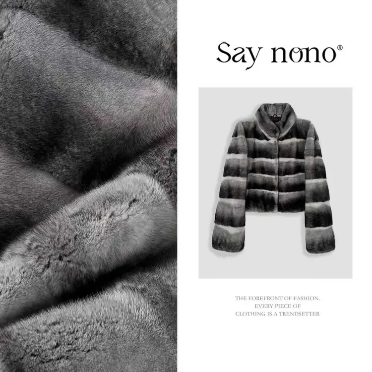 懒猫nono│Saynono 轻奢稀有色水貂横排立领短款皮草外套 H56128X