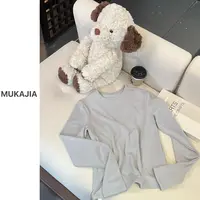 木卡家【长袖纯色百搭打底衫】定制款秋冬新款宽松显瘦T恤保暖内搭