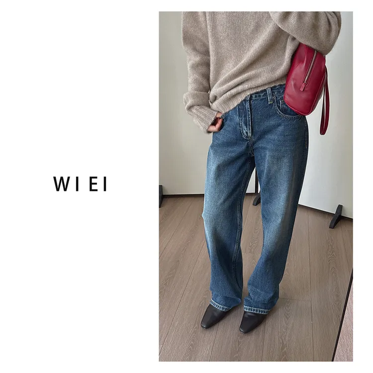 《WI EI》无边牛仔*百百棉_松弛Jennie风立体及地牛仔裤W25403113