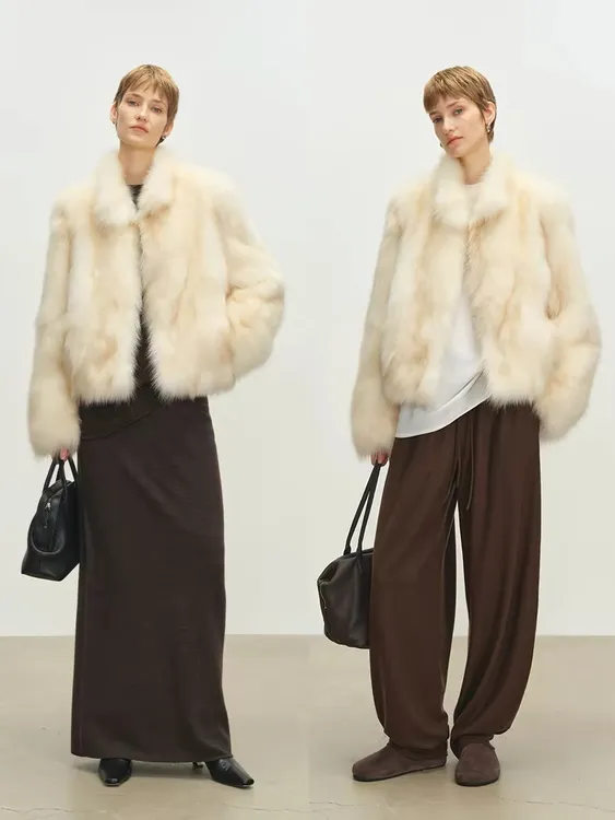 【首尔月光】高实小立领1毛绒2025秋冬新款正肩时髦双色环保毛外套