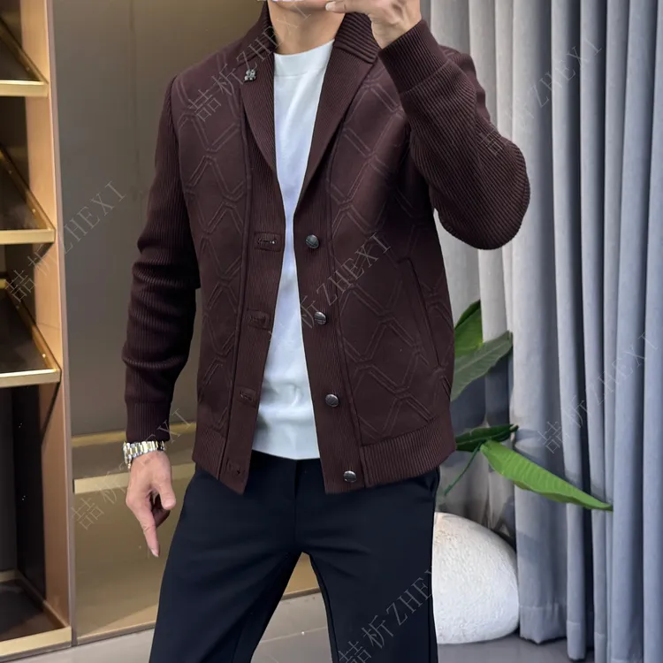 25秋季男士秋季休闲西服领针织外套 百搭时尚欧货版