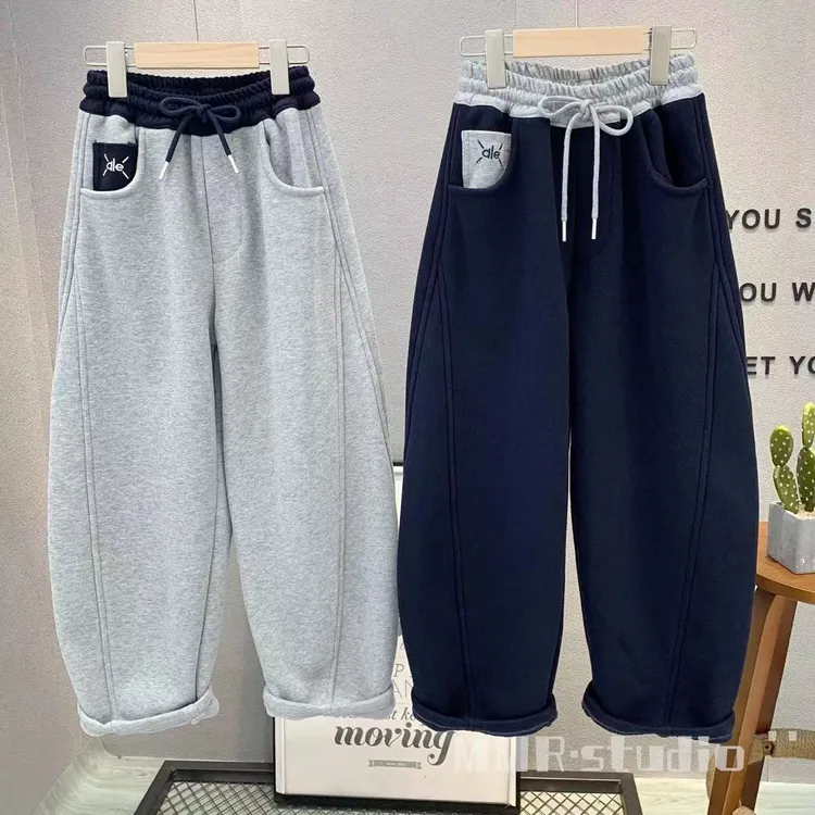 女童加绒卫裤秋冬2025新款加厚保暖裤子弯刀裤儿童休闲男女宝运动