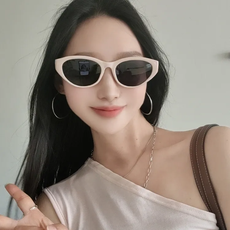 韩系粉色偏光太阳镜女防紫外线防晒开车猫眼墨镜时尚高级感显脸小
