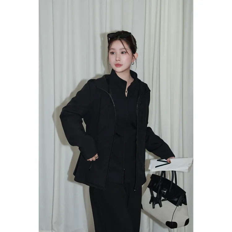 大婉酱微胖定制【双城记】软壳羽绒修身冲锋衣柔软内搭套装女0026D 