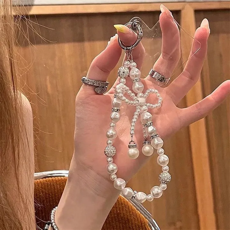 珍珠串珠蝴蝶结链条挂绳手机钥匙扣相机包包包挂件男女通用