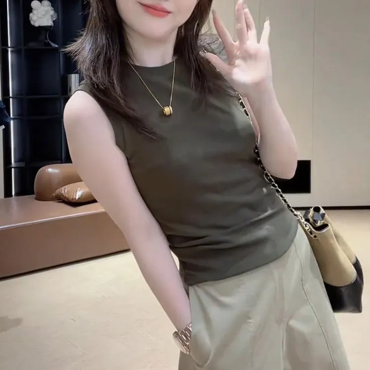 2025夏季新款修身显瘦背心女士简约纯色透气内搭上衣百搭时尚女装