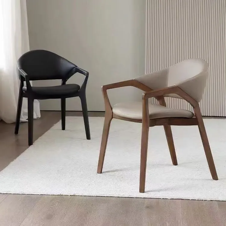 休闲极简家用中古餐椅实木榫卯扶手椅