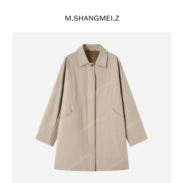 M.SHANGMEI.Z/沐熙【卡布奇诺】美大哥优雅加绒风衣外套X113198