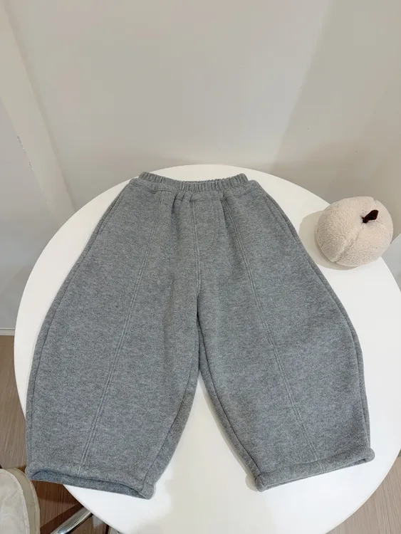 韩版欧巴风~090冬季男女宝中性休闲幼儿园韩版运动针织加绒运动裤