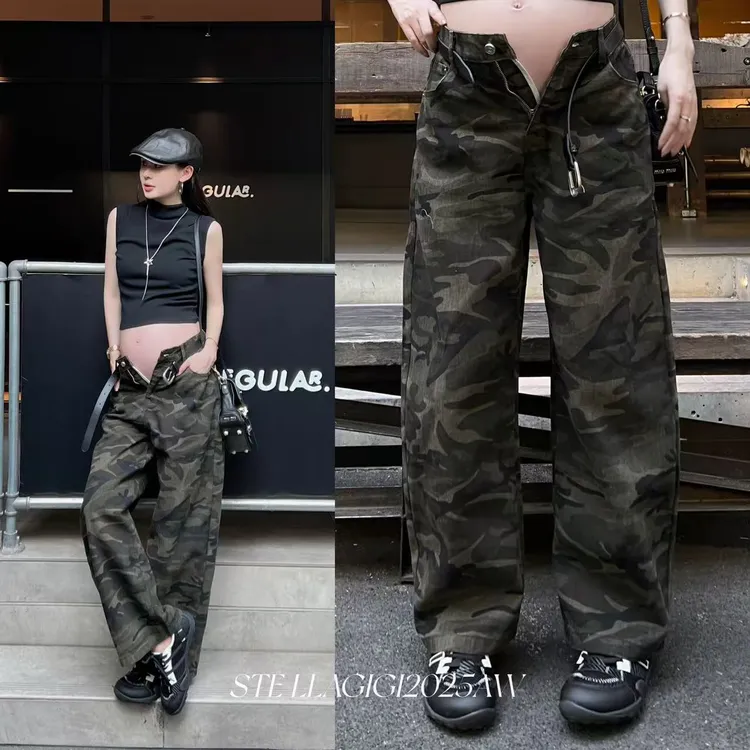 SG / 郭幂幂 AW 早秋新品 经典做旧迷彩九分牛仔裤K-20251590