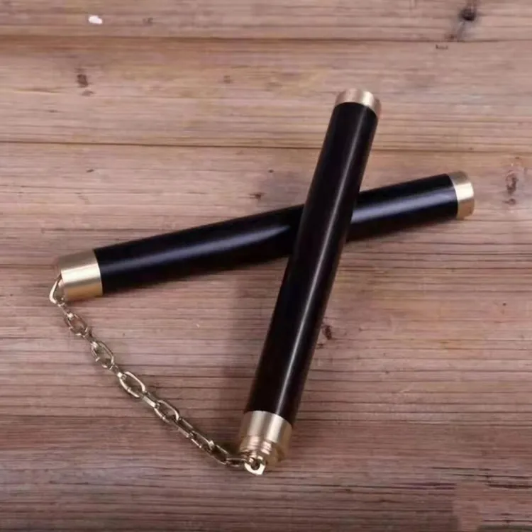 紫光檀木质双截棍练习棍 表演防身双截棍铜件二节棍训练