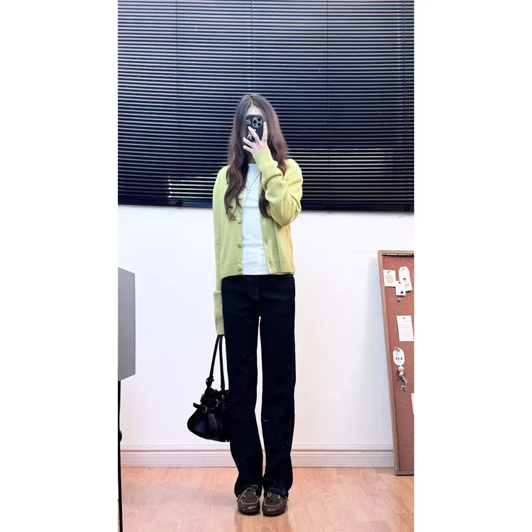 【宇宙电台】小个子加绒直筒裤不掉色丹宁显瘦中高腰冬季保暖牛仔裤