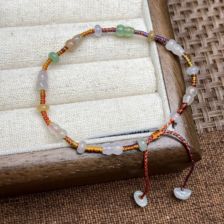 天然A货缅甸翡翠多宝葫芦九紫离火运守护调节手绳（多样性发一条）