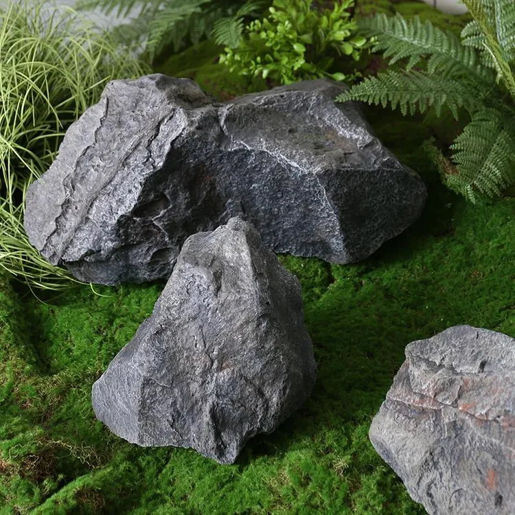 彷真石头景观室内软装拍摄假山石头道具布景园林绿植造景装饰摆饰