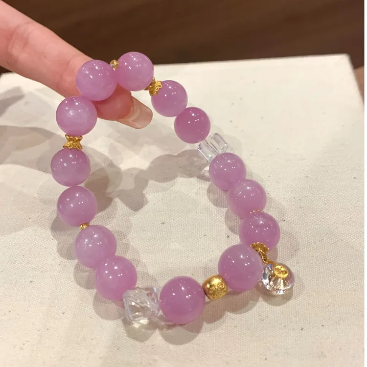 【暮色】高品猫眼紫锂辉手链设计款手串